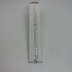 Silver Tone Clear Cubic Zirconia Tennis Bracelet For Weddings, Party, Brand New